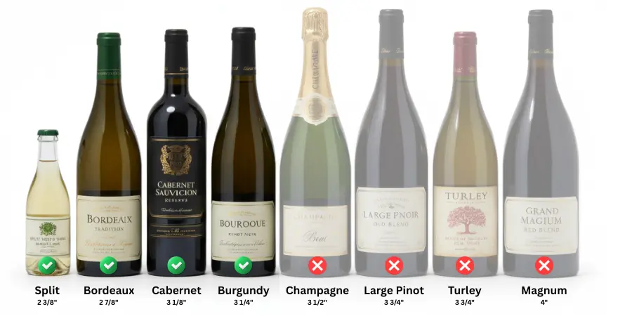 Wire Racking Series Bottle Sizes